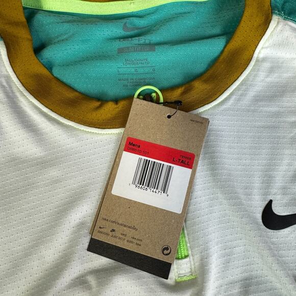 Mens L Tall - Nike Court Dri FIT Advantage Performance Tennis Pickleball Shirt - Picture 5 of 8